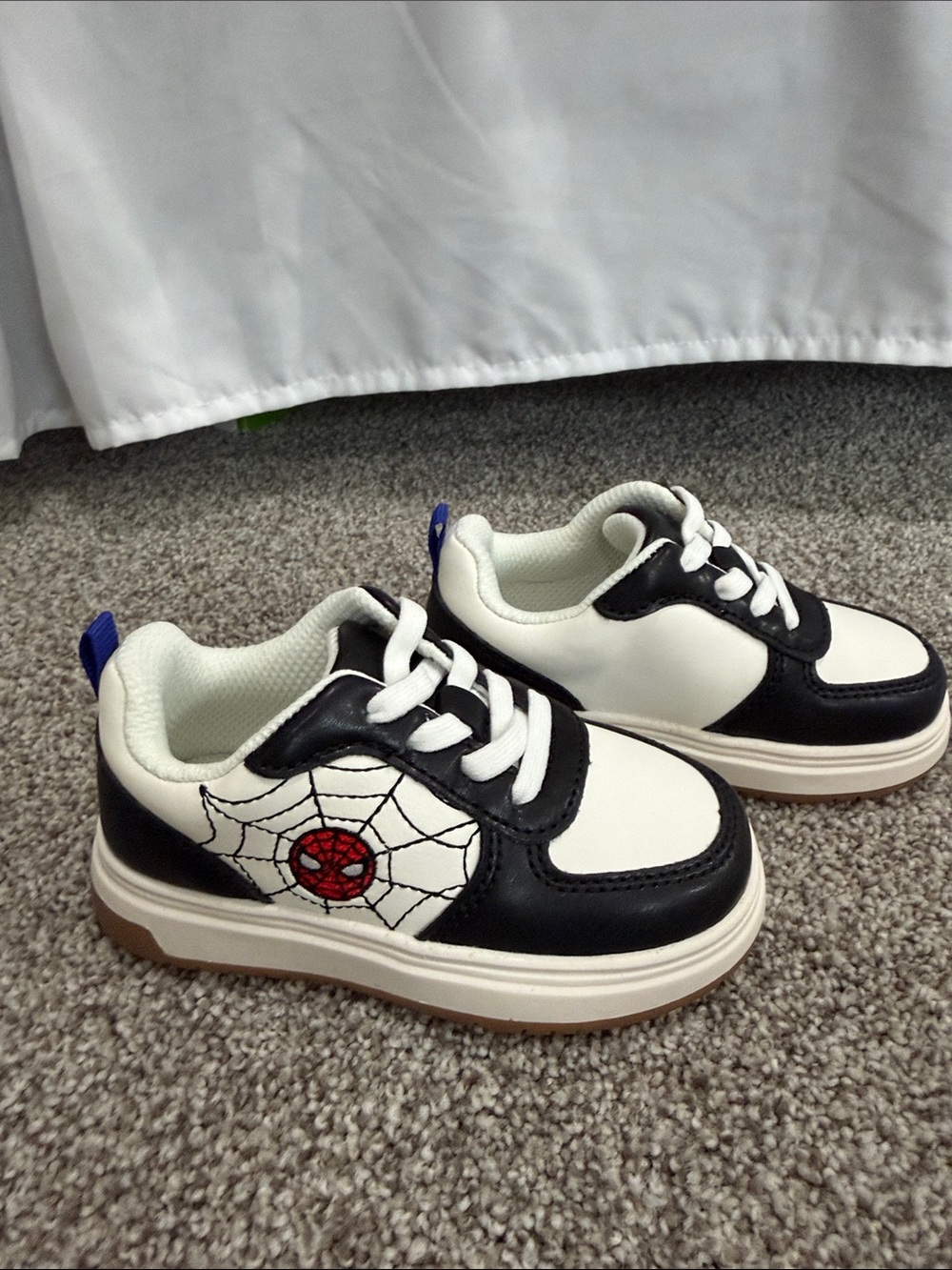 Old Navy Black and White Sneakers with Red Spiderman